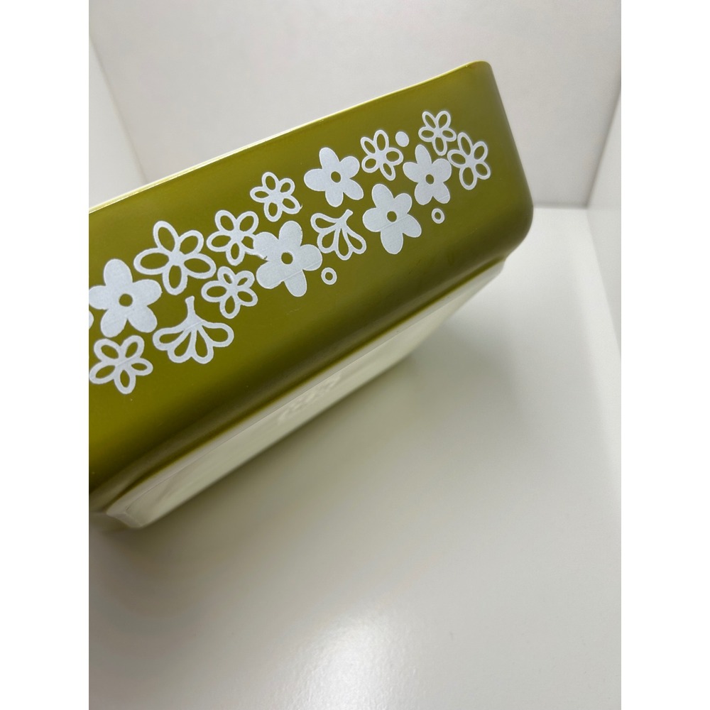 Vintage Pyrex 503 Spring Blossom Green Crazy Daisy 1.5 Qt Casserole Dish No Lid